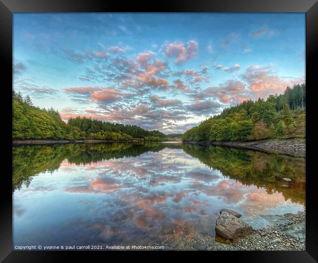 Sunset reflections on Loch Drunkie  Framed Print by yvonne & paul carroll