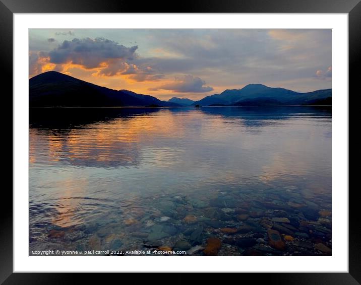 Sunset on Loch Lomond  Framed Mounted Print by yvonne & paul carroll