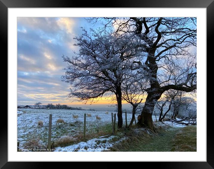 A frosty sunset in Yorkshire Framed Mounted Print by yvonne & paul carroll