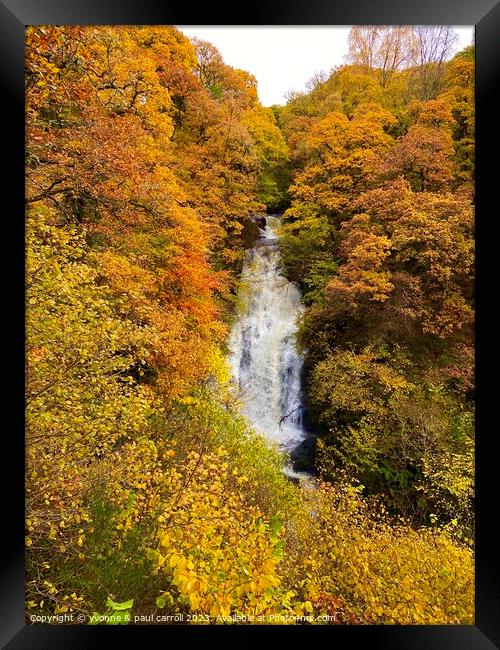 The Black Spout waterfall in Autumn Framed Print by yvonne & paul carroll