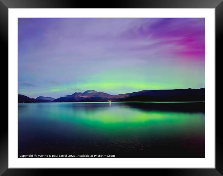 Northern Lights over Loch Lomond Framed Mounted Print by yvonne & paul carroll