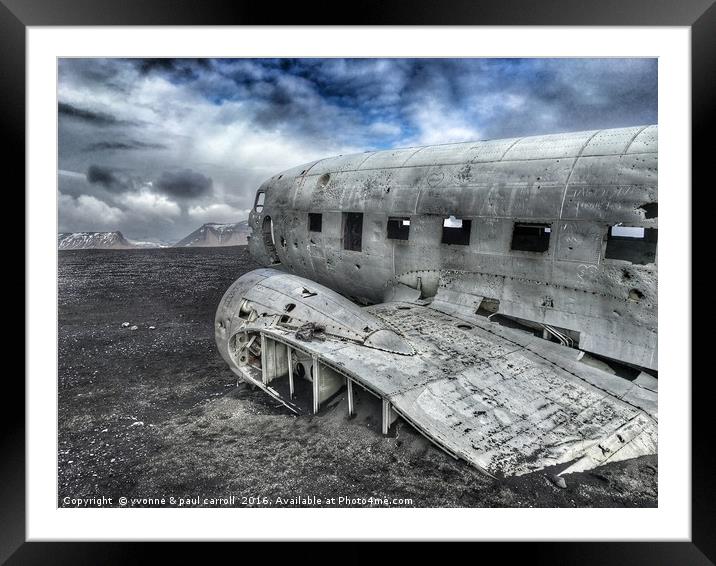 Plane crash wreckage, near Vik, Iceland Framed Mounted Print by yvonne & paul carroll