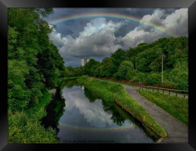 Rainbow over the Forth & Clyde canal near Maryhill Framed Print by yvonne & paul carroll