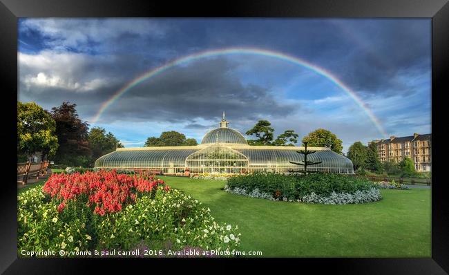 Rainbow over the Botanics Glasshouse Framed Print by yvonne & paul carroll