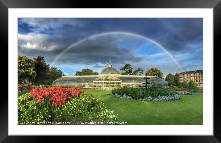 Rainbow over the Botanics Glasshouse Framed Mounted Print by yvonne & paul carroll