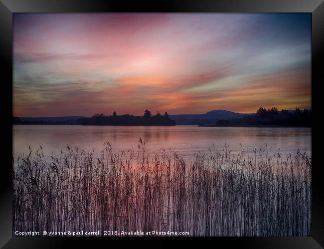 Sunset over Lake of Menteith Framed Print by yvonne & paul carroll