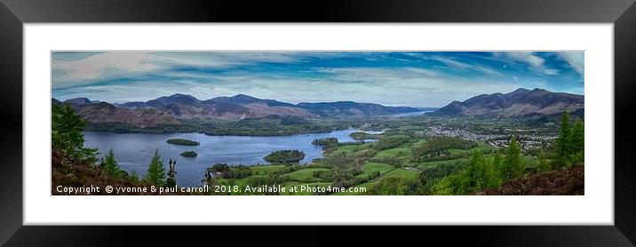 Derwent water panorama from Walla Crag, Keswick Framed Mounted Print by yvonne & paul carroll