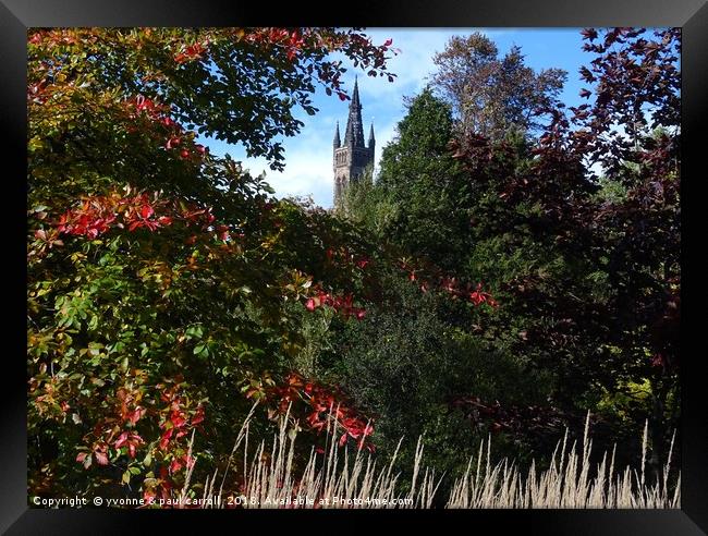 Glasgow University from Kelvingrove Park in autumn Framed Print by yvonne & paul carroll