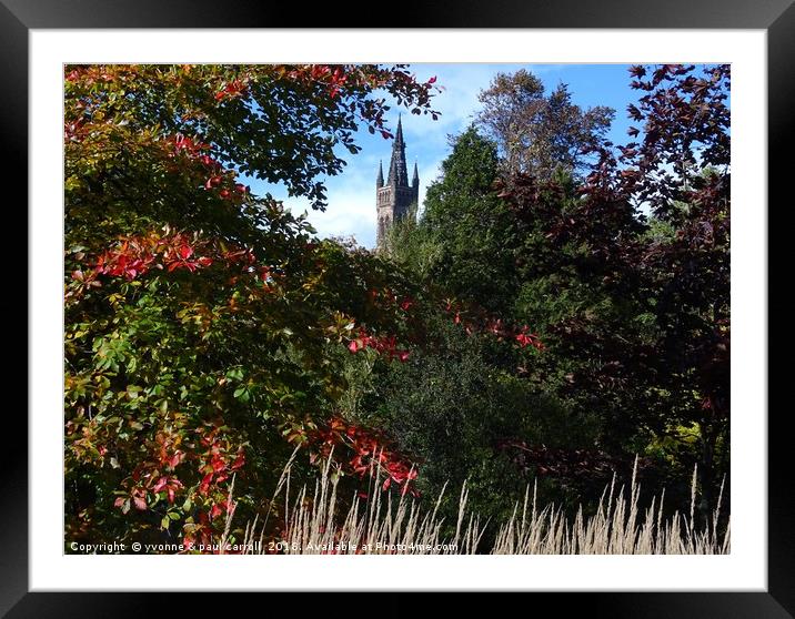 Glasgow University from Kelvingrove Park in autumn Framed Mounted Print by yvonne & paul carroll