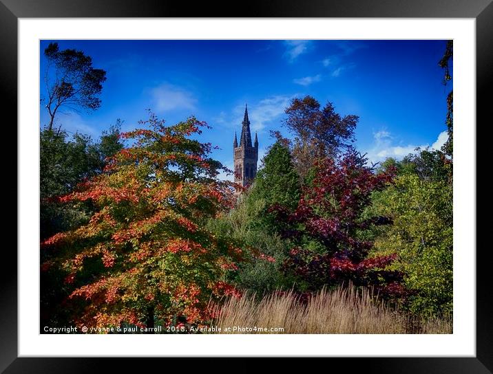 Glasgow University in autumn from Kelvingrove Park Framed Mounted Print by yvonne & paul carroll