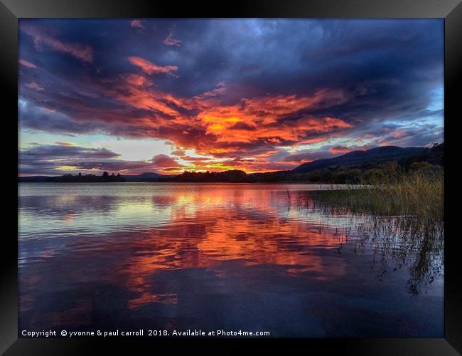 Lake of Menteith autumn sunset Framed Print by yvonne & paul carroll
