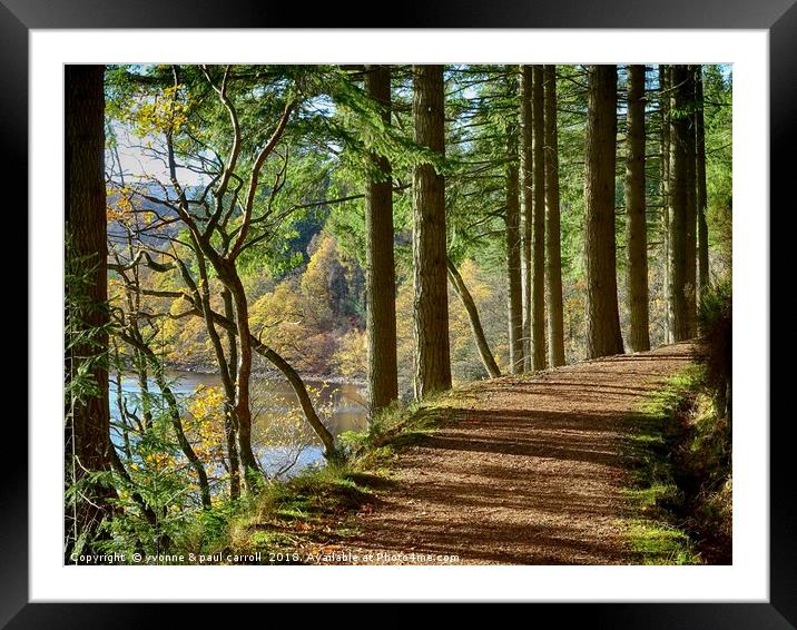 walking along Loch Drunkie in autumn Framed Mounted Print by yvonne & paul carroll