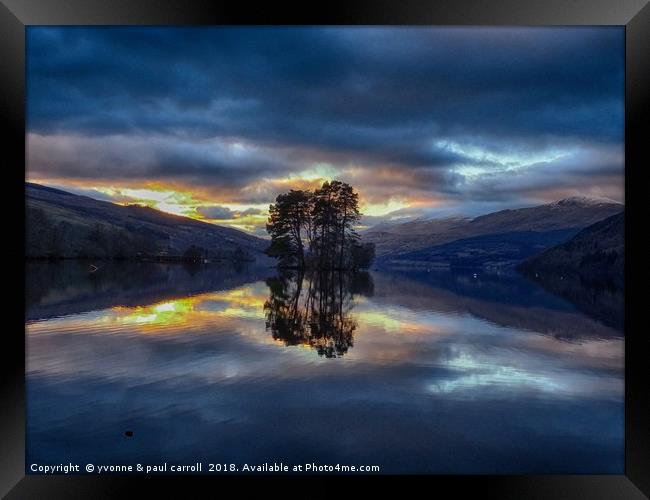 Loch Tay sunset reflections Framed Print by yvonne & paul carroll