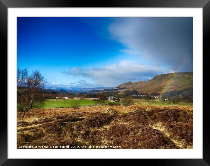 Rainbow over Dumgoyne Hill, Strathblane Framed Mounted Print by yvonne & paul carroll