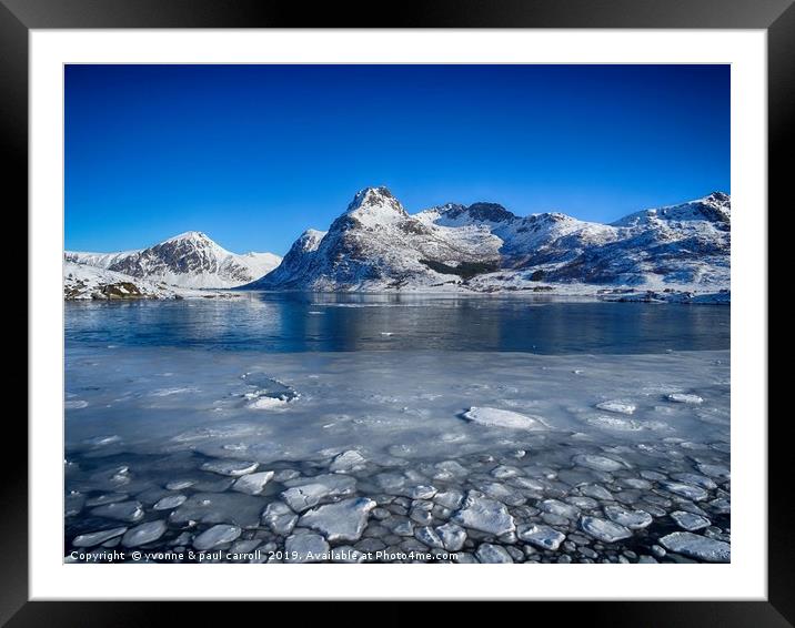 Broken ice on the fjord, Lofoten Framed Mounted Print by yvonne & paul carroll