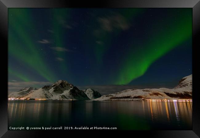Northern Lights, Lofoten Islands, Norway Framed Print by yvonne & paul carroll