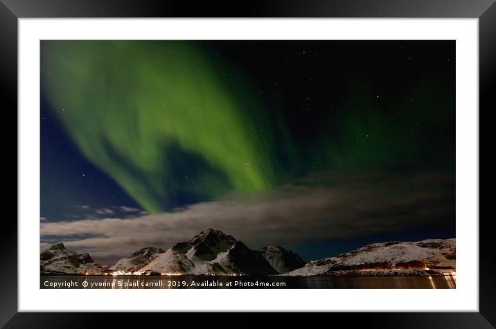 Northern Lights, Lofoten Islands, Norway Framed Mounted Print by yvonne & paul carroll