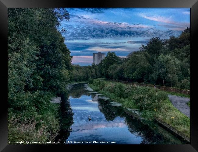 Forth & Clyde canal at dusk from Kelvindale Framed Print by yvonne & paul carroll
