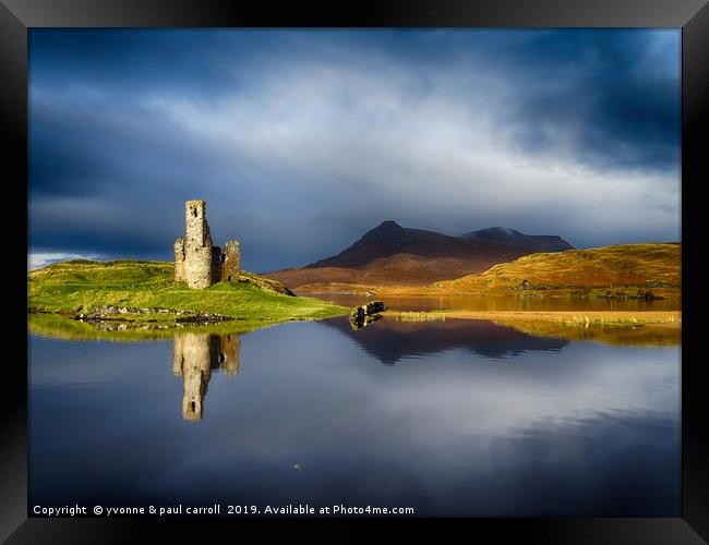 Ardvreck Castle reflections, Lochinver, Scotland Framed Print by yvonne & paul carroll
