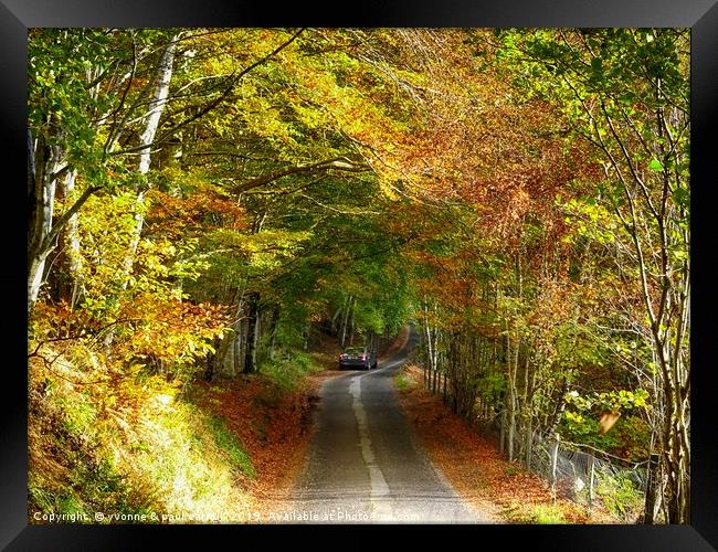 Driving through Glen Lyon, Perthshire, in Autumn Framed Print by yvonne & paul carroll
