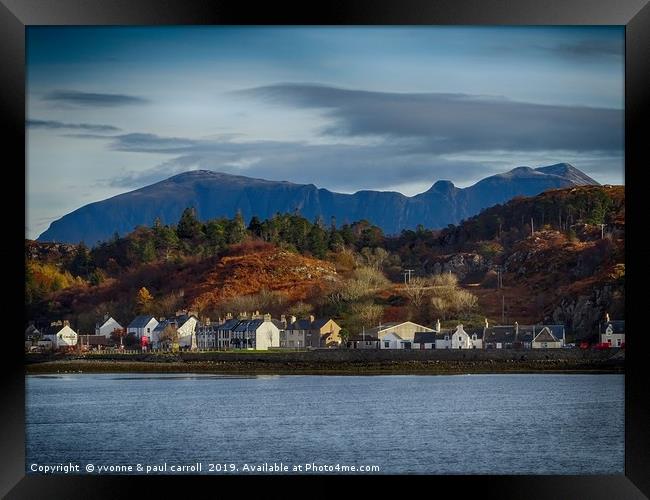 Lochinver village with Quinag rising behind it Framed Print by yvonne & paul carroll