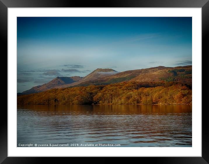 Fading autumn colours on the loch under Ben Lomond Framed Mounted Print by yvonne & paul carroll