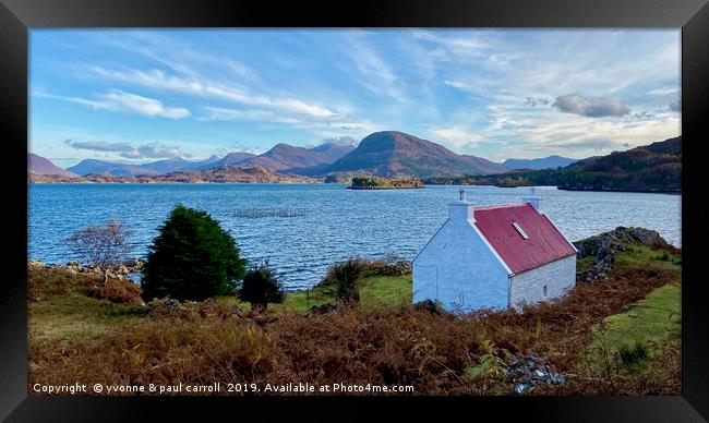 Crofter cottage with outlook towards Torridon  Framed Print by yvonne & paul carroll