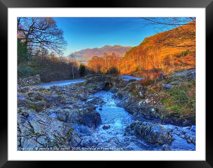 Ashness Bridge looking to Derwentwater Framed Mounted Print by yvonne & paul carroll