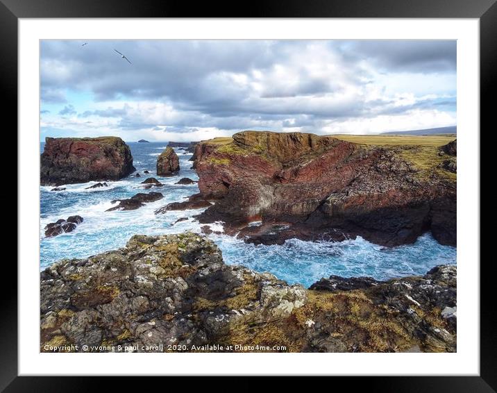 Cliffs at Eshaness, mainland Shetland Framed Mounted Print by yvonne & paul carroll