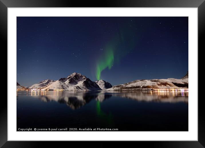 Northern Lights, Lofoten Islands Framed Mounted Print by yvonne & paul carroll