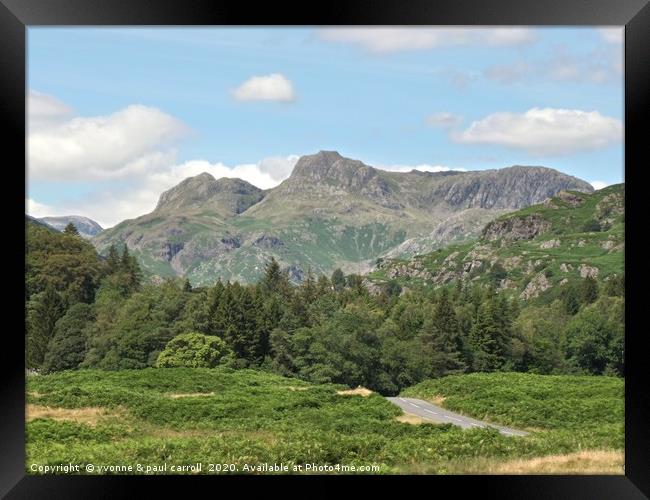 Langdale Pikes, Lake District Framed Print by yvonne & paul carroll