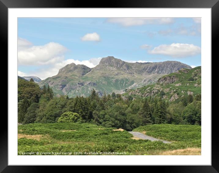 Langdale Pikes, Lake District Framed Mounted Print by yvonne & paul carroll