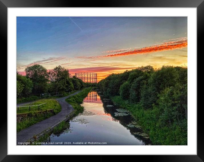 Sunset over the Forth & Clyde Canal Framed Mounted Print by yvonne & paul carroll
