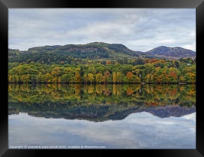 Autumn reflections on Faskally Loch, Pitlochry Framed Print by yvonne & paul carroll