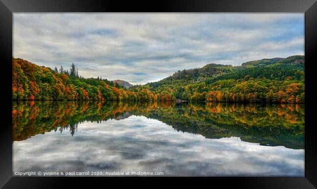 Autumn reflections on Faskally Loch, Pitlochry Framed Print by yvonne & paul carroll
