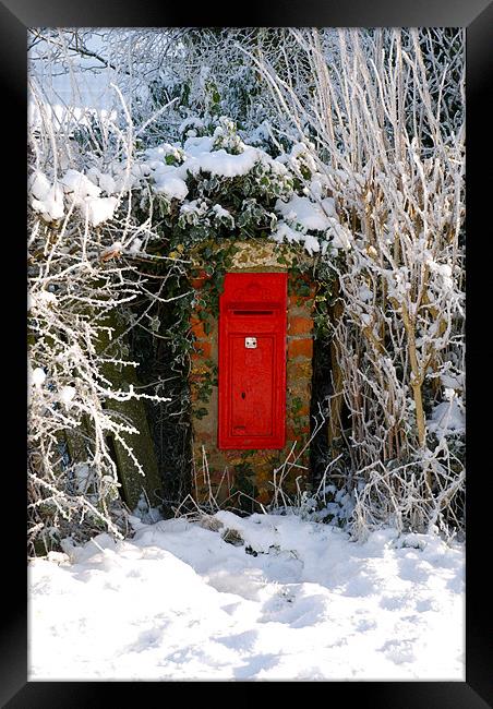 post box in the snow Framed Print by Lynne Easton