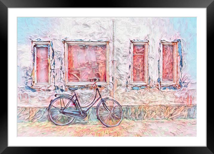 Abstract bicycle after the ride Framed Mounted Print by Susan Leonard