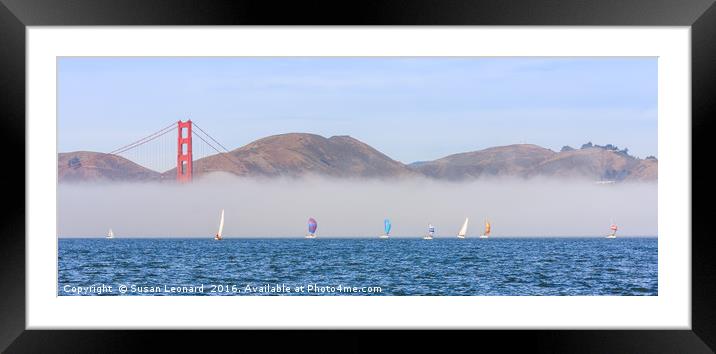 Fog over the Golden Gate Bridge Framed Mounted Print by Susan Leonard