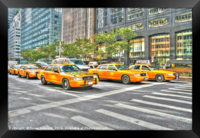 New York Cabs Framed Print by Susan Leonard