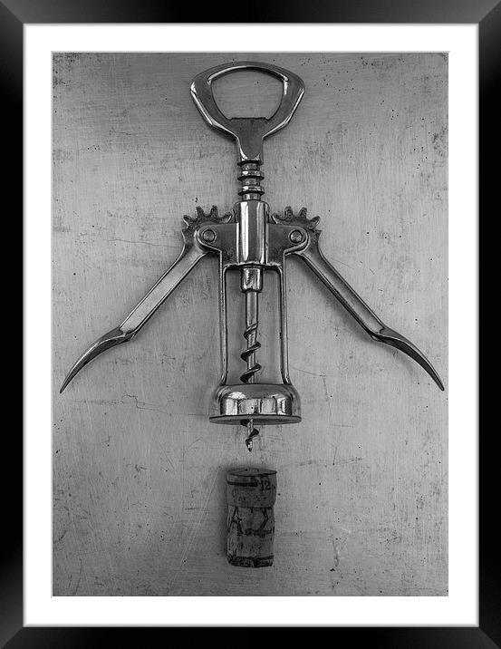 Corkscrew & Cork Framed Mounted Print by David Pacey