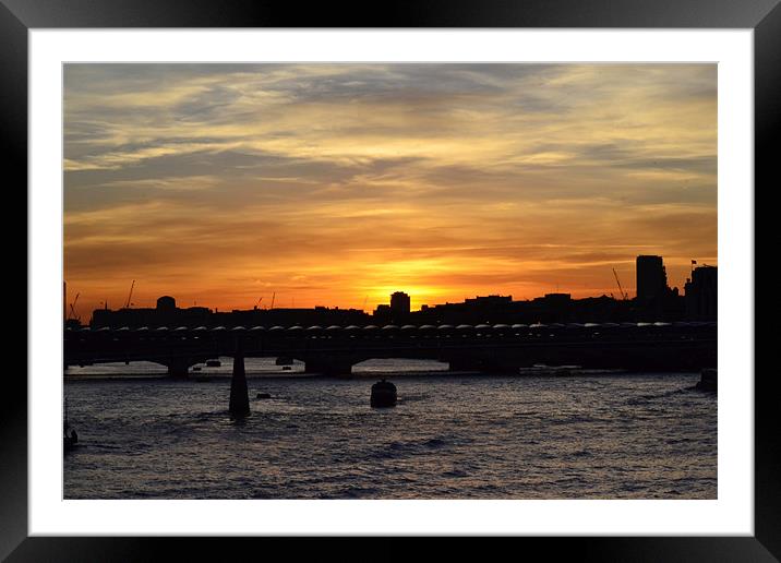 Sunset on Southwark Bridge Framed Mounted Print by Phil Robinson