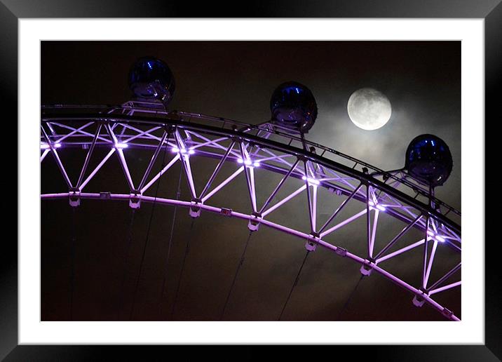 London Eye in Moonlight Framed Mounted Print by Phil Robinson