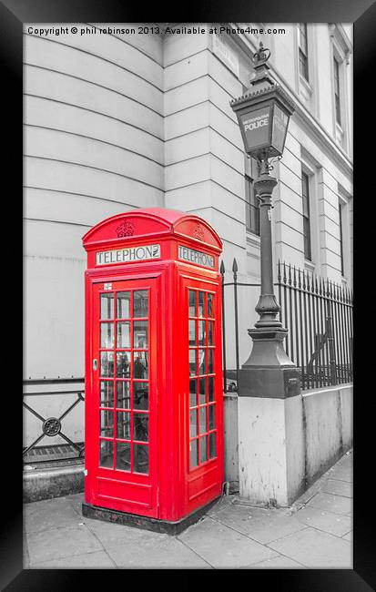 Phone Box outside Police station Framed Print by Phil Robinson