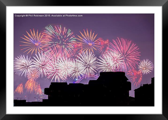  London Fireworks 2014/15 Framed Mounted Print by Phil Robinson