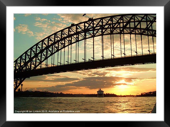 Sydney Harbour Bridge Sunset Framed Mounted Print by Ian Lintern