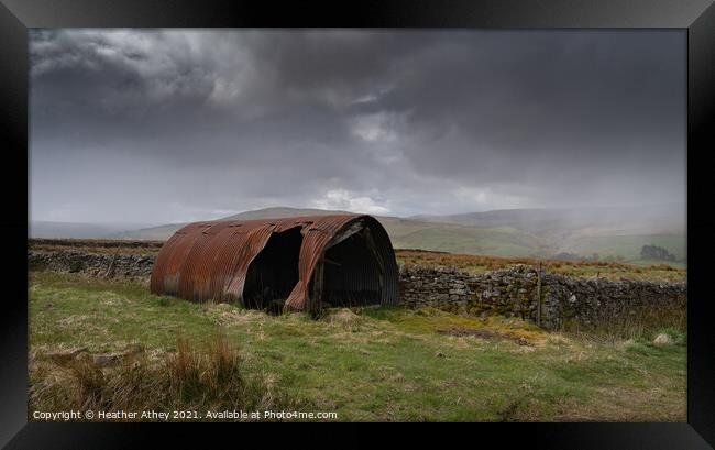 rusty old shed in North Pennine AONB Framed Print by Heather Athey