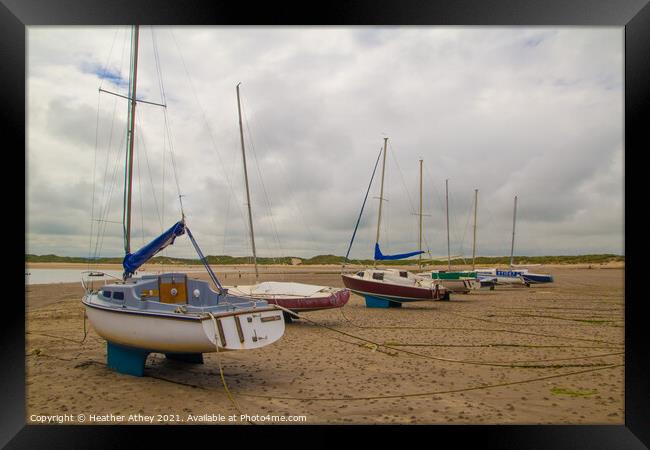 Boats on Beadnell beach 2 Framed Print by Heather Athey