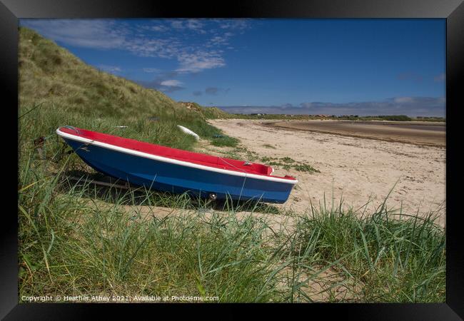 Boat at Beadnell Bay Framed Print by Heather Athey