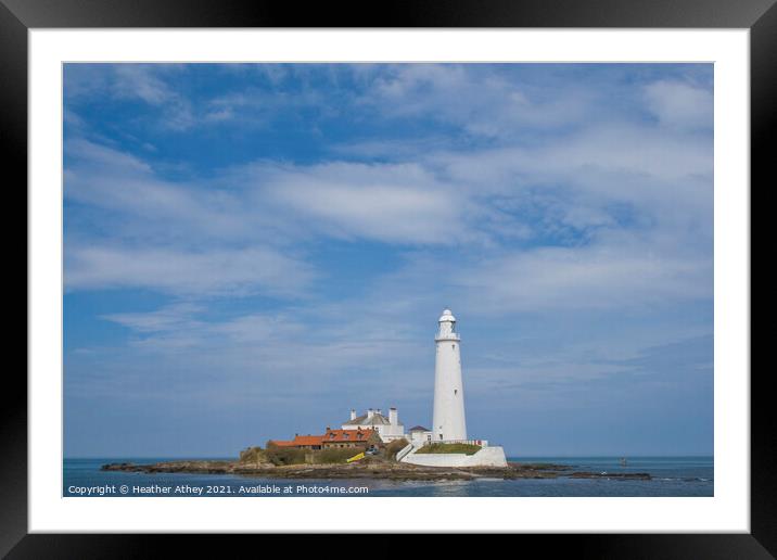 St Mar's Lighthouse Framed Mounted Print by Heather Athey