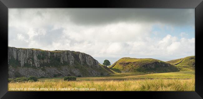 Hadrian's Wall and Sycamore Gap, Northumberland Framed Print by Heather Athey